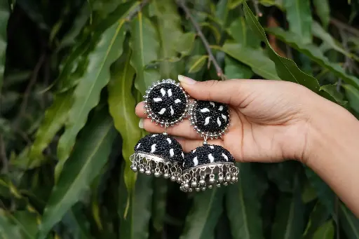 Black beaded jhumka